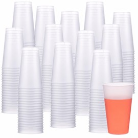 180 Pcs Frosted Plastic Cups 16 oz Clear Disposable Tumblers Shatterproof Drinking Glasses Unbreakable Water Cups for DIY Personalization Wedding Party Everyday Use (clear, 180Pcs-16 oz)