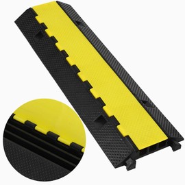 GarveeTech Cable Ramp 1 Pack 3 Channel Rubber Cable Protector Ramps, Cable Wire Cord Cover Ramp, 28000 lbs Capacity Heavy Duty Speed Bump Driveway Outdoor Hose Cable Ramp Protective Cover