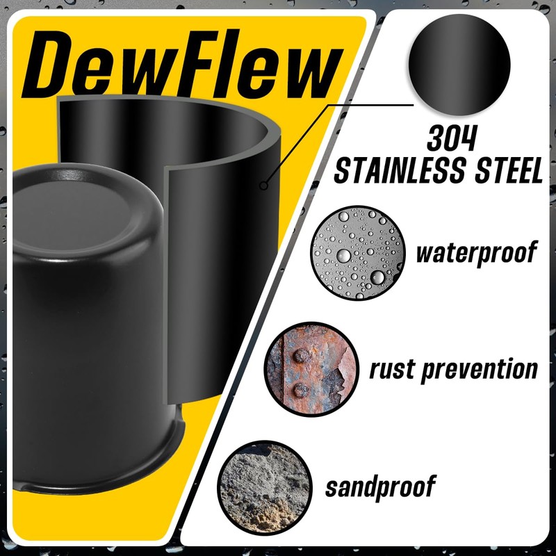 2Pcs 3.19" Stainless Trailer Wheel Center Caps, 3.6" H Matte