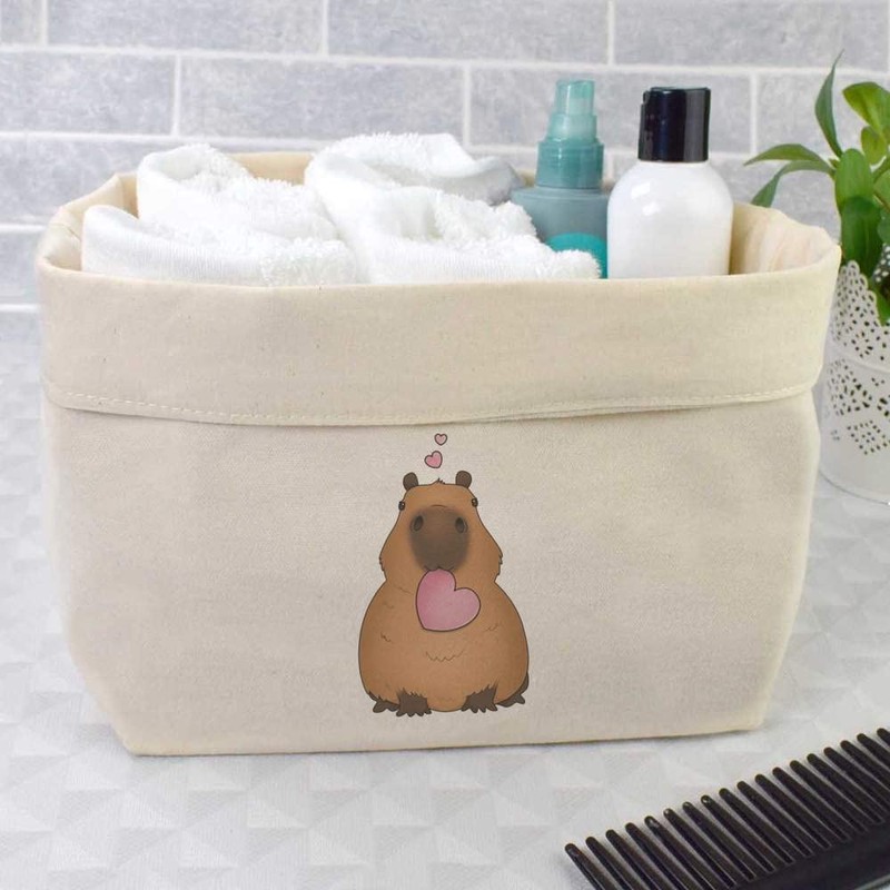 Large 'Sweetheart Capybara' Canvas Organiser/Storage Bag (OR00024736)