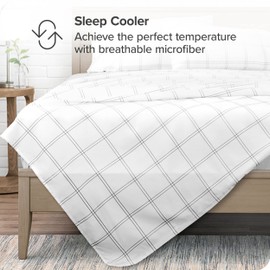 Bare Home Full Flat Sheet - Premium 1800 Ultra-Soft Top Sheet - Hotel Luxury - Double Brushed - Easy Care - 1 Full Flat Sheet Only (Full, Modern Plaid - White/Grey)