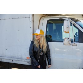 Funky Junque Women's Men's Foam Blank Hat Baseball Trucker Cap, White/Gold, One Size