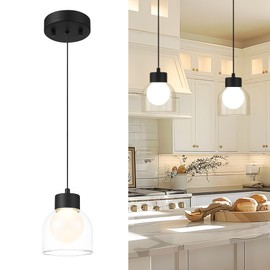 LMS Pendant Light Sets, Set of 2 Matching Bundle, Modern Industrial Pendant Lighting Fixture, LMS-601PL-BK, LMS-601PL-BK 2PK