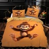 ZHDEDSP Children's Bed Linen Set with 3D Monkey Motif, Single