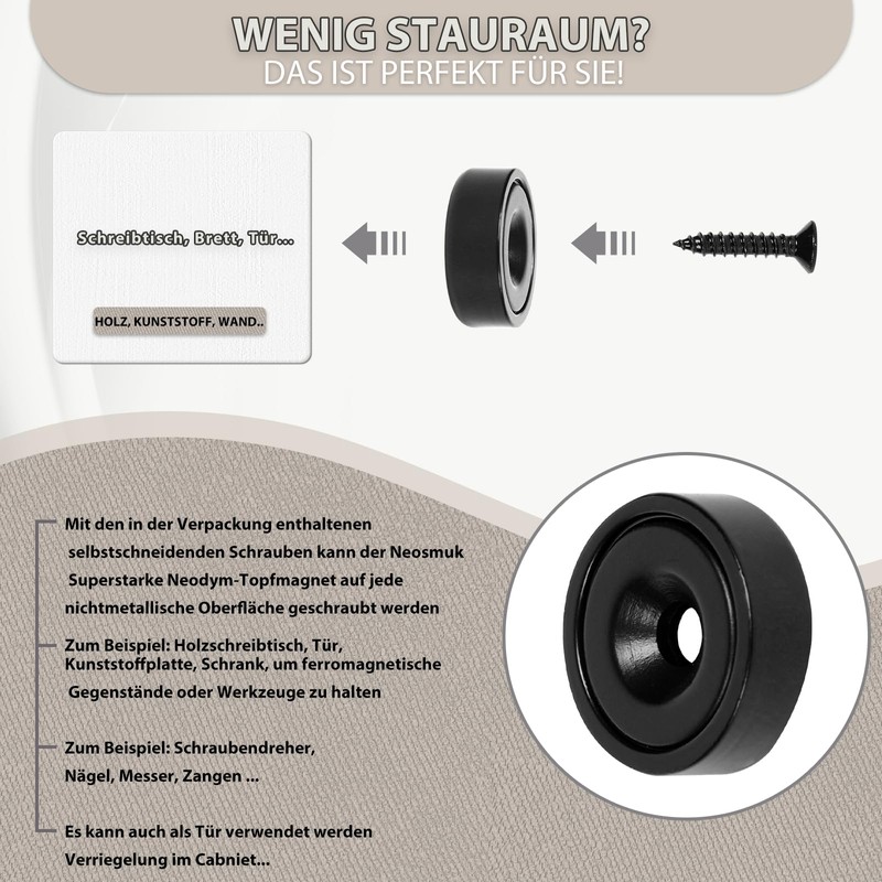 Neosmuk 20mm Diameter Magnets Ideal for Wooden Wall, Whiteboard, Door,