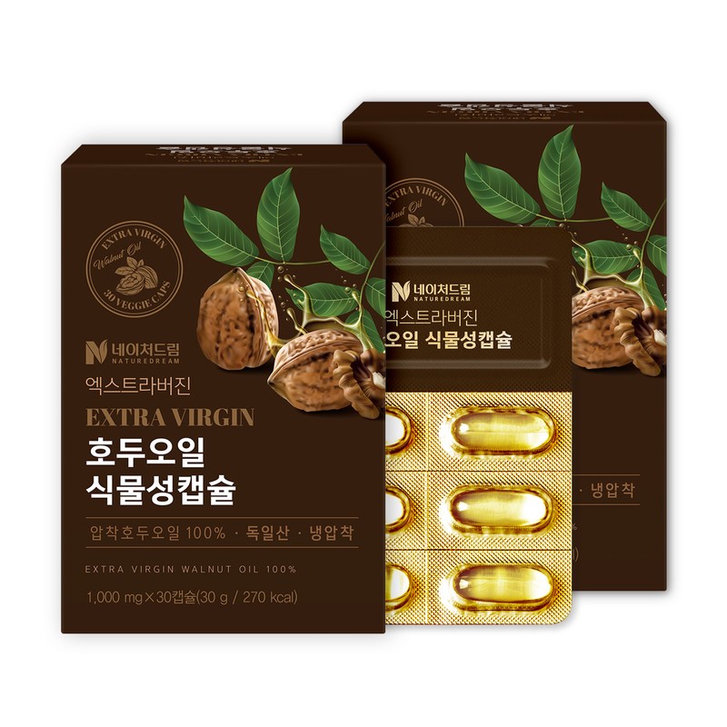 Nature Dream Extra Virgin Walnut Oil Vegetable Capsules 1000mg 30