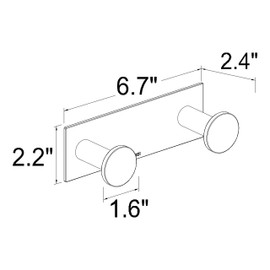 Ginger 2810D/PC Surface Doubl Robe Hook, Double Robe Hook, Chrome