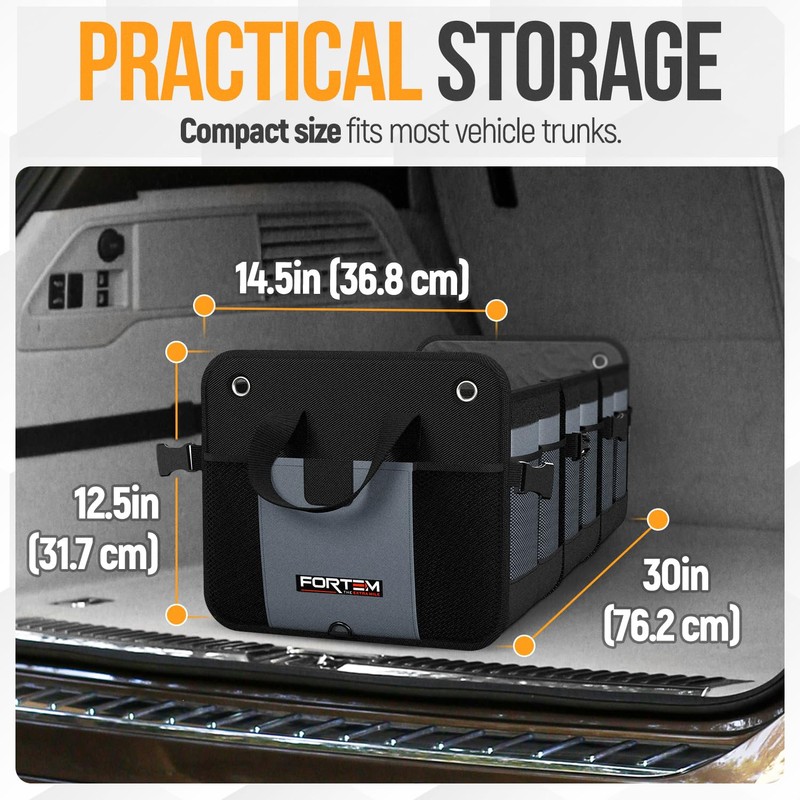 FORTEM Trunk Organizer For SUV Car Organizer and Storage, Multi-Compartment