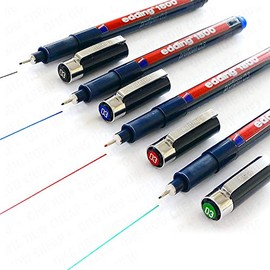edding 1800 Profipen Pigment Liner Drawing Pen - 0.3mm - [Set of 4 - Black, Blue, Red, and Green]