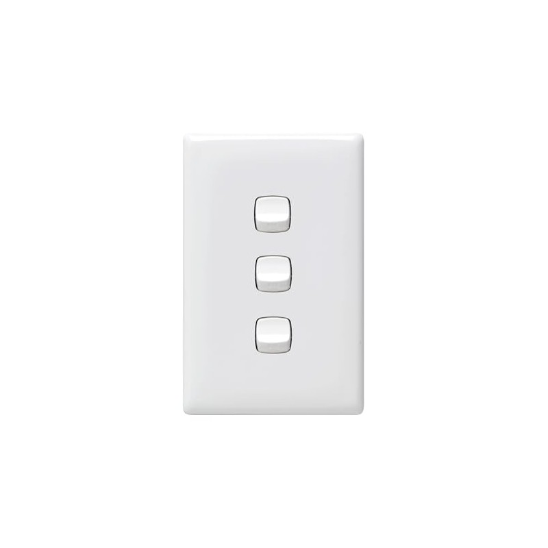 HPM Linea 3-Gang 10 A Switch, White