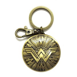DC New Wonder Woman Shield Pewter Key Ring,Gold,3"