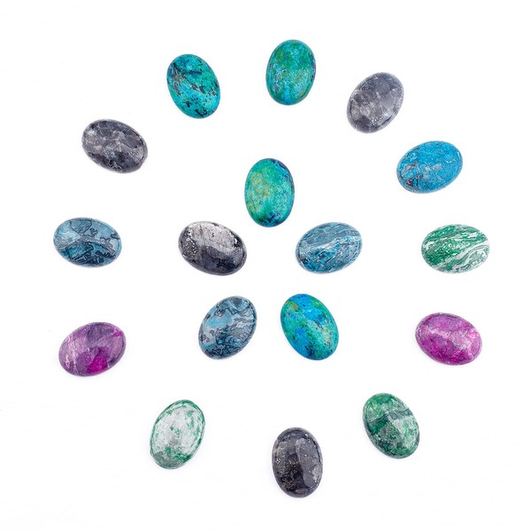 PH PandaHall 5 Colours Oval Gemstone Cabochon Flatback 20 Pieces