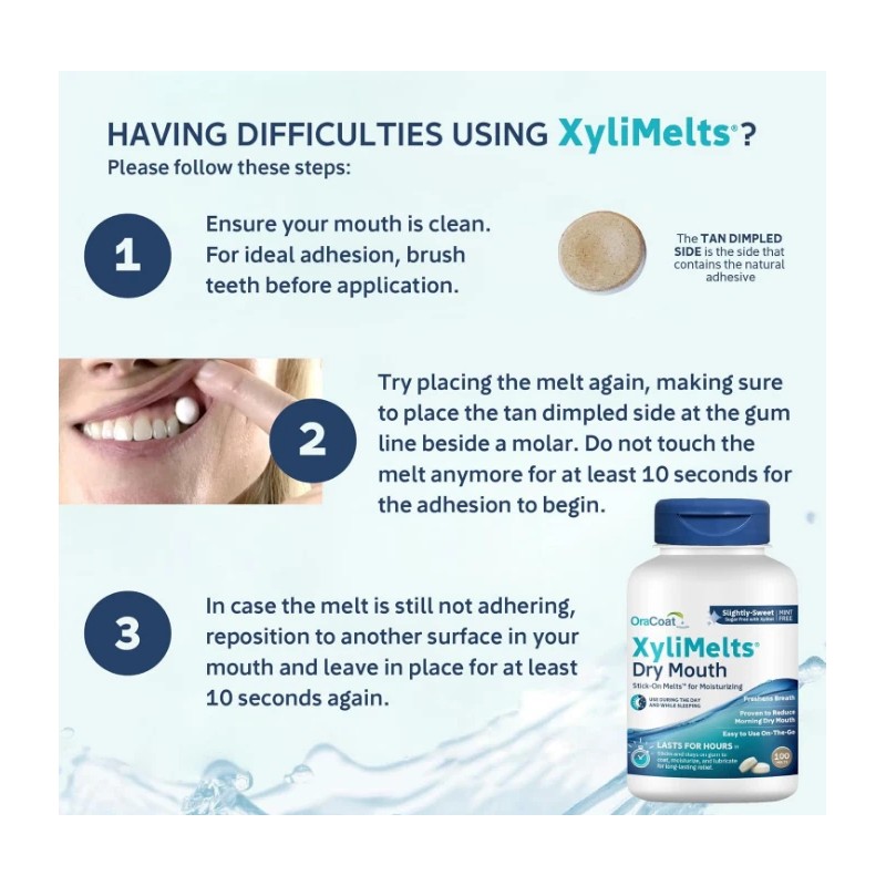 OraCoat XyliMelts Dry Mouth Relief Oral Adhering Discs Slightly Sweet