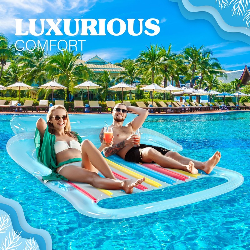 4E's Novelty 2 Person Inflatable Pool Lounger Float for Two
