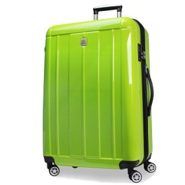 World Traveler Contour Lightweight Polycarbonate Hardside Expandable Spinner Luggage with TSA Lock, Apple Green, 28-inch