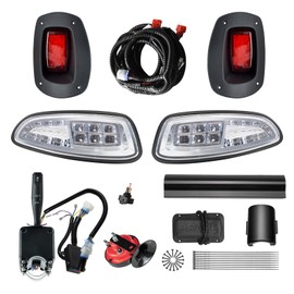 Orle Oko Deluxe LED Headlight Taillight Golf Cart Light Kit Compatible EZGO RXV 2008-2015, 12V Street Legal Golf Cart Lights Kit with Turn Signal Switch, Brake Pad, Horn