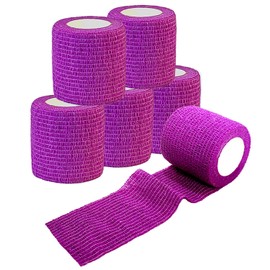 Smanzu 6 Pack 2" x 5 Yards Self Adherent Wrap Bulk Breathable Self Adhesive Vet Tape for Pets, Stretchy Sports Cohesive Bandage Wrap for Athletic, Wrist and Ankle(Purple)