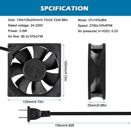ALMOCN 2PCS EC Case Fan EC Brushless Cooling Fan Dual Ball Bearing AC 110V 115V 120V 220V 240V EC Axial Fan for DIY Cooling, Router, Computer Case, 120 x 25mm