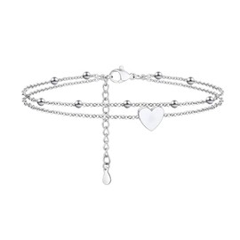 YMHOP Anklets for Women Sterling Silver with 14k Real Gold Plated Ankle Bracelets for Women Waterproof Heart Link Anklet Bracelet Summer Beach Jewelry Accessories 9+2inch