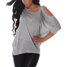 Voyelles Ladies’ Fine Knit, Long-Sleeved Jumper with Lamé Glitter Threads - Turtleneck Sweater, Thin - Sizes EU34/36/38 = UK 6/8/10 -