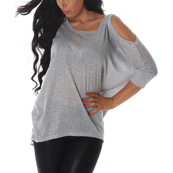 Voyelles Ladies’ Fine Knit, Long-Sleeved Jumper with Lamé Glitter Threads