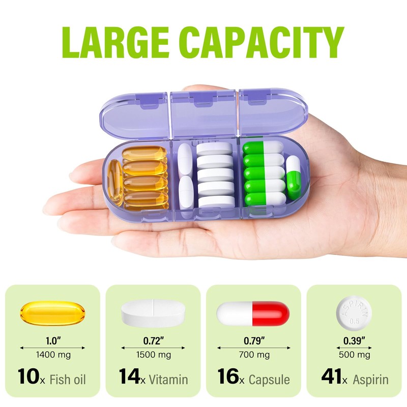 Vikie Weekly Pill Organizer 3 Times a Day, MORN NOON