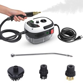 Handheld Steam Cleaner, 2500W High Temperature Pressurized Steam Cleaner for Home Use, Fast Heating, Portable Steamer Cleaning Machine with 3 Brush Heads for Kitchen, Car Detailing