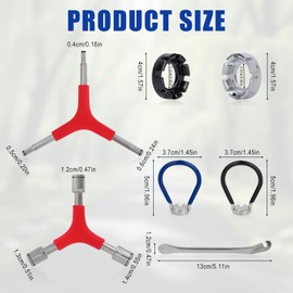 BOXOB 7pcs Bicycle Spoke Wrench Set, Portable Bike Spokes Tool Kit with 2 Spoke Keys, 2 Rubber Grip Wrenches, Tire Lever, Y Hex Wrench & Y Socket Universal Wheel Tension Adjust Bike Repair Tools