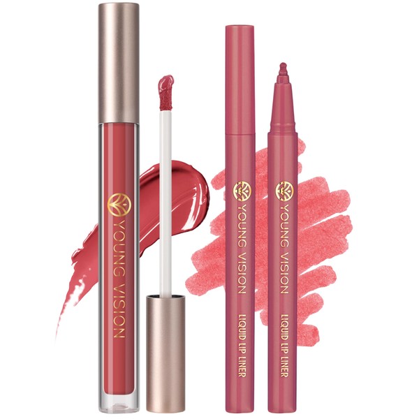 Jutqut Matte Lip Liner and Lip Gloss Set, Liquid Long