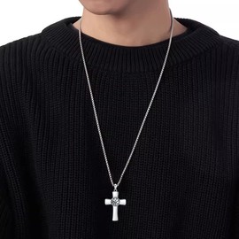 Lattd Basketball Cross Necklace for Men Boy 925 Sterling Silver Basketball Pendant Jewelry Gift