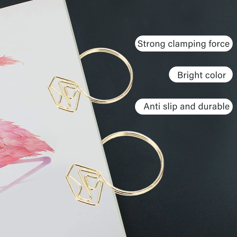 100Pcs Cute Paper Clips Ring Style Anti Slip Sturdy Electroplated