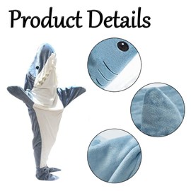 Shark Costume Shark Onesie, Wearable Flannel Shark Outfit Shark Hoodie, Cozy Wearable Blanket Sleeping Bag Shark Blanket Hoodie Portable Blanket for Youth and Children (XL)