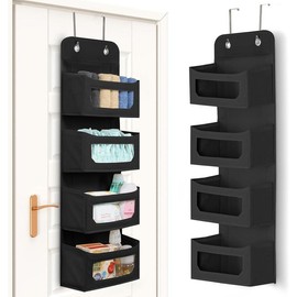 4 Shelf Hanging Closet Organizers and Storage Organizer for Closet, Closet Door Organizers and Storage, Over The Door Organizer Bedroom, Pink - Color: black, Size: 4 Pockets