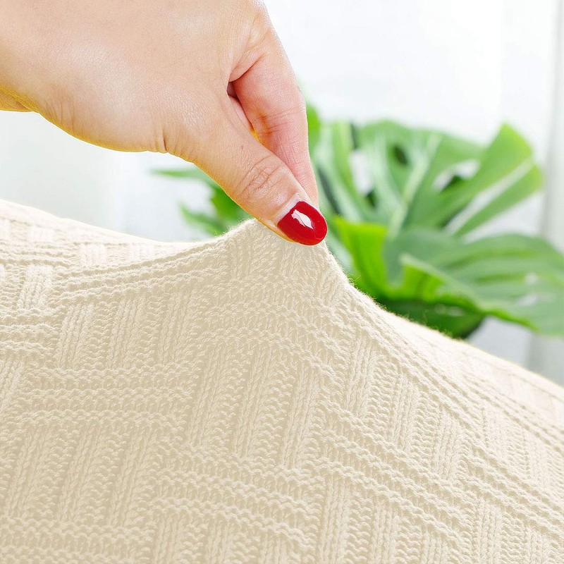 sourcing map 100% Cotton Cable Knit Throw Blanket,Soft Lightweight Lap