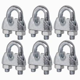 (Pack of 6 pcs) Wire Rope Clamps M6, Cable Clips, DIN 741, Steel Clamp For Ø 8 mm Wire Rope, U Bolt Saddle (6 pcs, M6 for Ø 8 mm)