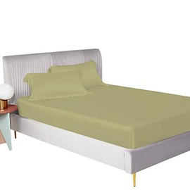 Brit Cotton T300 Extra Deep 12"/ 30 cm Fitted Bed Sheets 100% Egyptian Cotton (Green, DOUBLE)