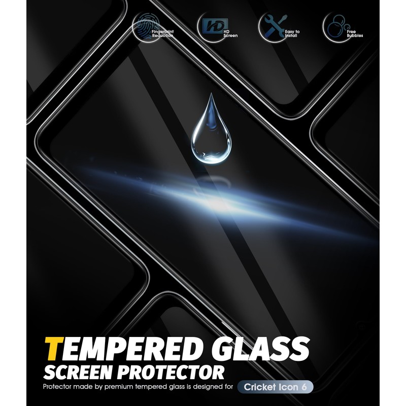 Orzero (3 Pack) Tempered Glass Screen Protector Compatible for Cricket