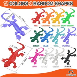 UpBrands 48 Super Stretchy Lizard Toys 3" Bulk Set, 12 Colors, Kit for Birthday Party Favors for Kids, Goodie Bags, Easter Egg Basket Stuffers, Pinata Filler, Classroom Prizes