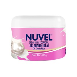 Nuvel Crema Aclarante Corporal y Facial con Concha Nácar 600g | Crema Aclarante de Piel, Hidratante para Todo Tipo de Piel