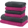 Redbest New York 2-Coloured Terry Towel Set 6-Piece Fuchsia-anthracite -