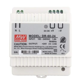 DR-60-24 Fuente de alimentación conmutada, Fuente de alimentación con carril DIN AC/DC de salida única de 24V y salida única de 60W
