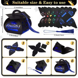 Spakon 30 Pcs Graduation Cap Gift Box Graduation Party Favors Candy Boxes Treat Box with Tassel Table Centerpieces Class of 2025 Grad Decorations(Multicolor)