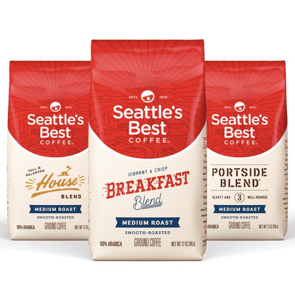 Seattle's Best Coffee Medium Roast Ground Coffee Variety Pack, 12 Ounce (Pack of 3)