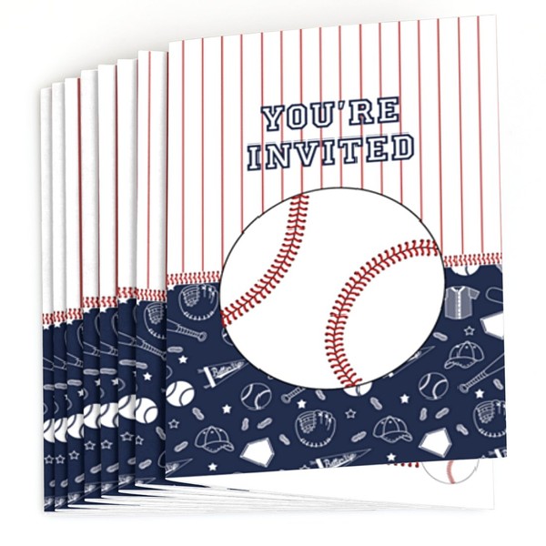 Big Dot of Happiness Batter Up - Baseball - Fill in Baby Shower or Birthday Party Invitations (8 Count)