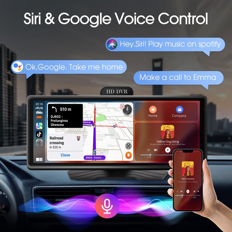 Haudio Wireless Carplay Screen for Car, 10.26" Portable Car Radio