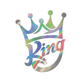 Simple Royal King with Crown Premium Sticker Decal Oil Slick Rainbow Holographic Metallic Fresh JDM Stance Lowered Life - Oil Slick - 9.89" W x 12" H