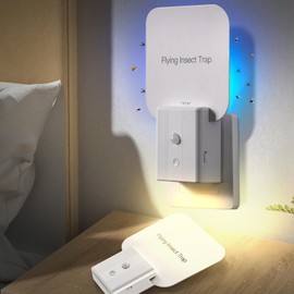 Fly Trap Indoor,2 in 1 Plug in Fruit Fly Traps for Indoors with Auto Night Light for Home，Fruit Flies,Mosquito, Flies, Moths，Gnat Traps for House Indoor(2 Device + 10 Glue Cards)