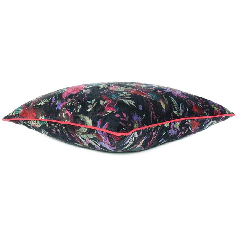 EYES OF INDIA - 24" Black Velvet Bird Throw Sofa