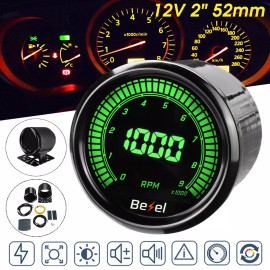 eluto 52mm 10 Colors Tachometer Tacho Gauge W/Cup Tacho Gauge Meter 0~9 RPM