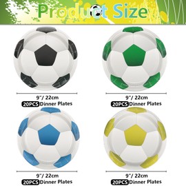 PTECDROTS 80 Pcs Soccer Party Plates Decorations - Including 9" Soccer Plates Disposable Dessert Plates for Kids Soccer Theme Fan Sports Event Game Day Soccer Party Supplies